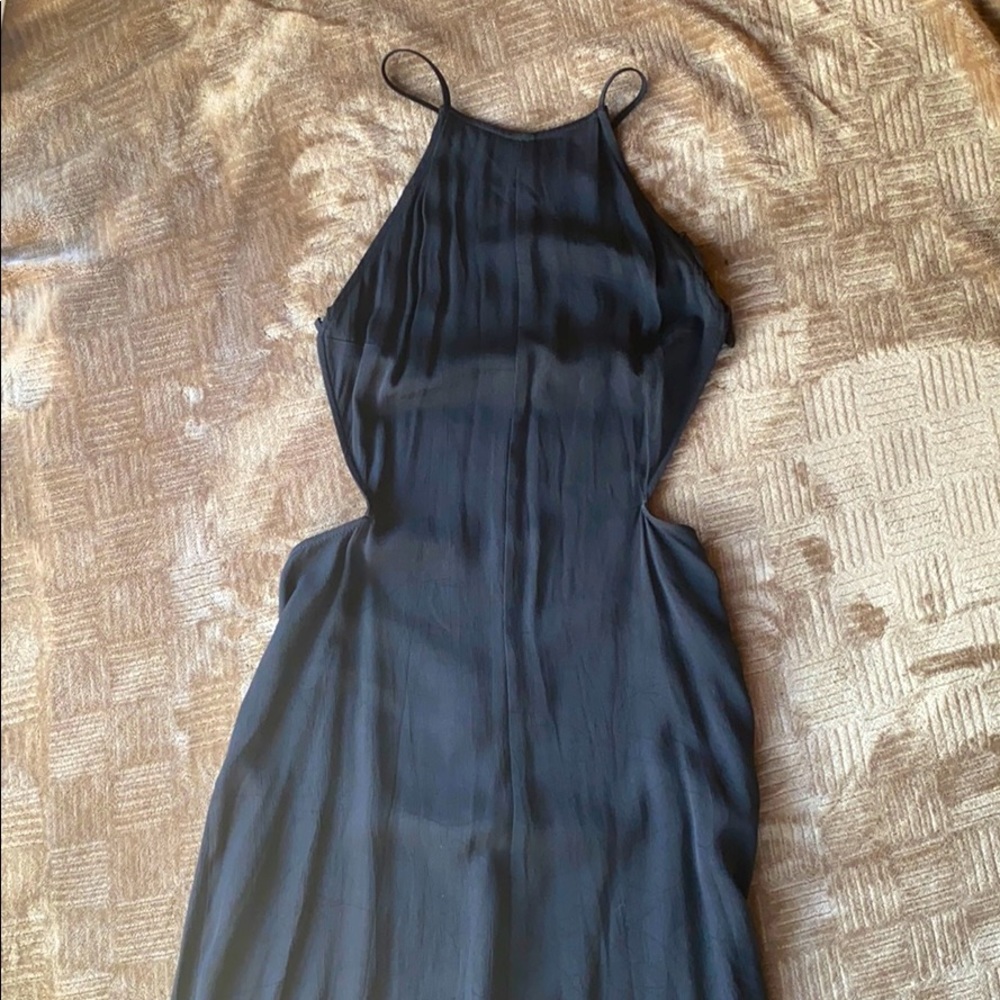 Reformation open cross back halter dress with slit
